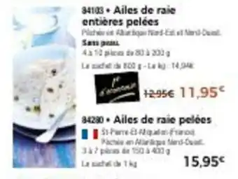 Ailes de raie entières pelées