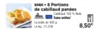 Thiriet 8 portions de cabillaud panées offre