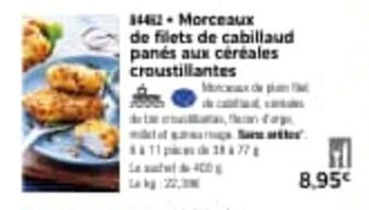 Thiriet Morceaux de filets de cabillaud panés aux céréales croustillantes offre