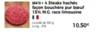 Thiriet 4 steaks hachés façon bouchère pur bœuf 15% M.G. race limousine offre