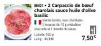 Thiriet 2 carpaccio de bœuf charolais sauce huile d'olive basilic offre