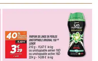 Netto Parfum de linge en perles unstoppable original 15d lenor offre