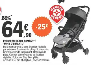 Promo Poussette Ultra Compacte chez E.Leclerc