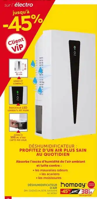 Gifi Déshumidificateur D'air Homday offre