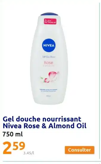 Action Gel Douche Nourrissant Nivea Rose & Almond Oil offre