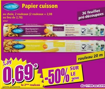 Norma Papier Cuisson offre