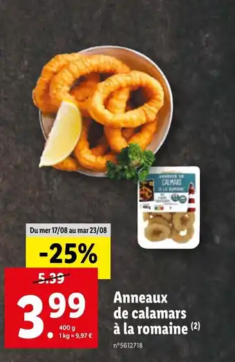 Lidl Anneaux De Calamars à la romaine offre