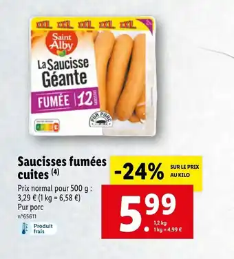 Lidl Saucisses Fumées Cuites offre