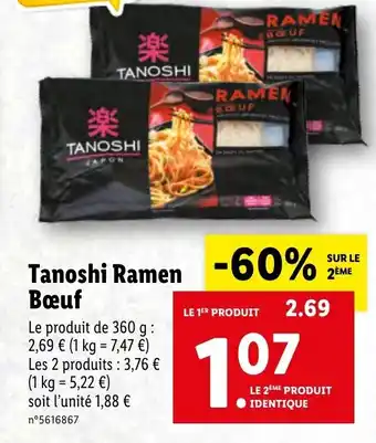 Lidl Tanoshi ramen bœuf offre