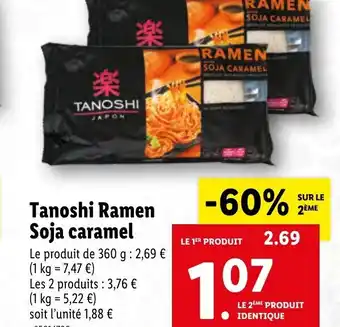 Lidl Tanoshi Ramne Soja Caramel offre