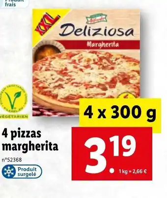 Lidl 4 Pizzas margherita offre