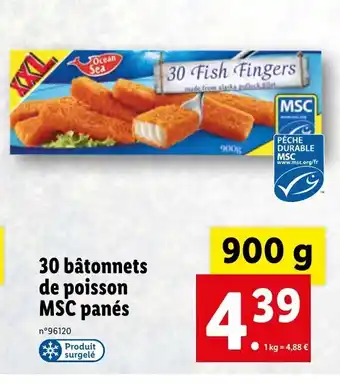 Lidl 30 Bâtonnets de poisson MSC Panés offre
