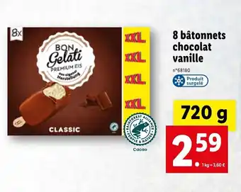 Lidl 8 bâtonnets Chocolat vanille offre