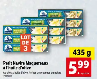 Lidl Petit navire maquereaux à l'huile d'olive offre
