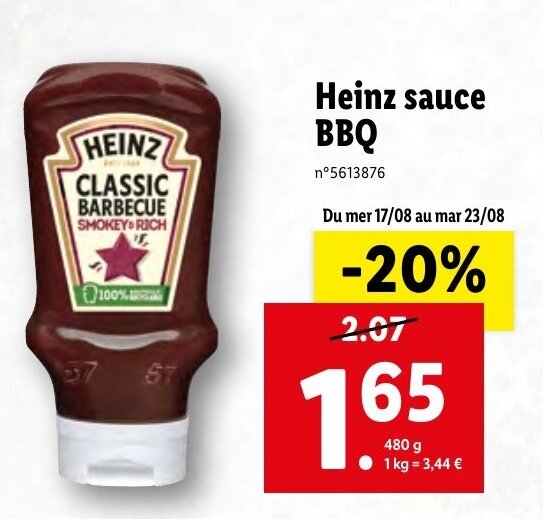 Promo Heinz sauce BBQ chez Lidl