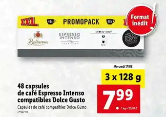 Lidl 48 Capsules De café Espresso Intenso Compatibles dolce gusto offre