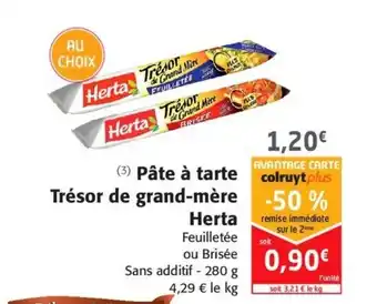 Colruyt Pâte à tarte Trésor de grand-mère Herta offre