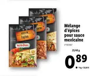Lidl Mélange d'épices pour sauce mexicaine offre