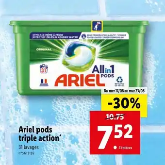 Lidl ARIEL pods triple action offre