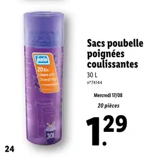 Lidl Sacs poubelle poignées coulissantes offre