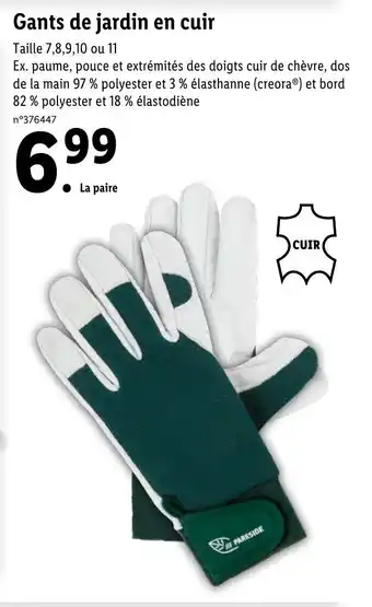 Lidl Gants de jardin en cuir offre