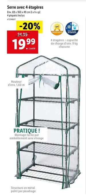 Lidl Serre avec 4 étagères offre