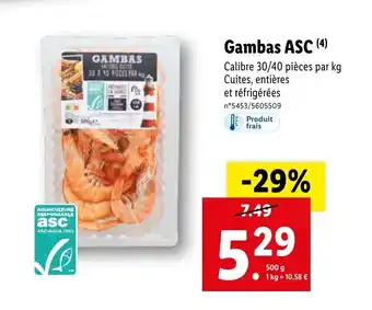 Lidl Gambas ASC offre