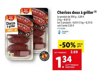 Lidl Chorizos doux à griller offre