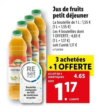 Lidl Jus de fruits petit déjeuner offre