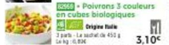 Poivrons 3 couleurs en cubes biologiques