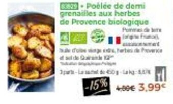 Thiriet Poêlée de demi grenailles aux herbes de provence biologique offre