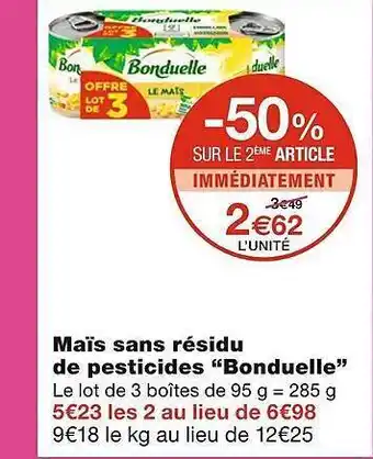Maïs sans résidu de pedticides