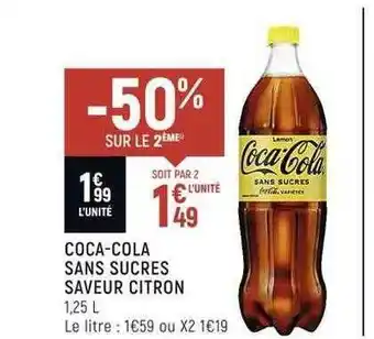 Coca-cola sans sucres saveur citron