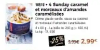 Thiriet 4 sunday caramel et morceaux d'amandes caramélisées offre