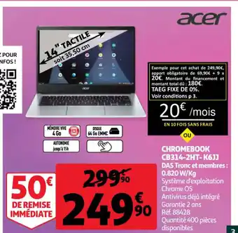Auchan Acer Chromebook CB314-2HT K6JJ offre