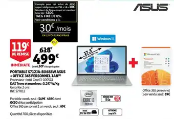 Auchan Asus Portable S712JA-BX688W Asus +Office 365 Personnel 1An offre