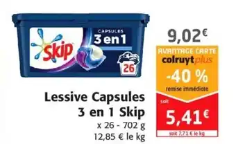 Colruyt Lessive Capsules 3 en 1 Skip offre