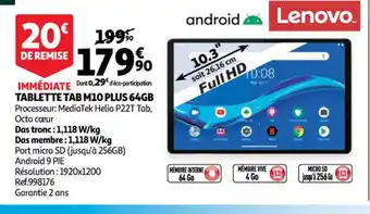 Auchan Lenovo Tablette Tab M10 Plus 64Gb offre