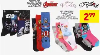 Stokomani Star wars / disney les 3 paires de chaussettes offre
