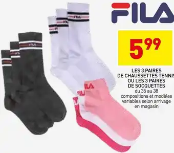 Fila les 3 paires de chaussettes tennis les 3 paires de socquettes