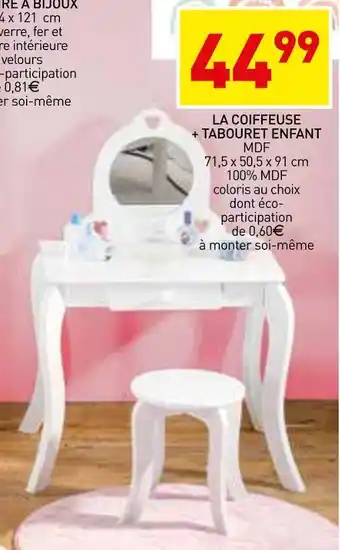 Stokomani La coiffeuse + tabouret enfant offre