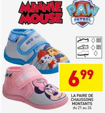 Stokomani Minnie mouse / paw patrol la paire de chaussons montants offre