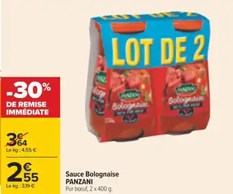 Carrefour Panzani sauce bolognaise offre