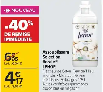 Carrefour Lenor assouplissant selection florale offre