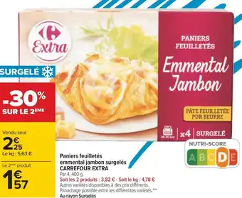 Carrefour Carrefour extra paniers feuilletés emmental jambon surgelés offre