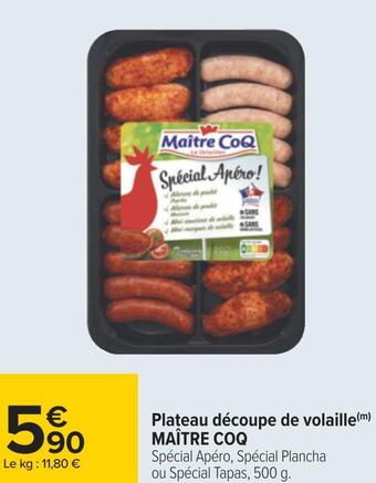 Carrefour Maître coq plateau découpe de volaille offre