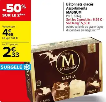 Carrefour Market Magnum bâtonnets glacés assortiments offre