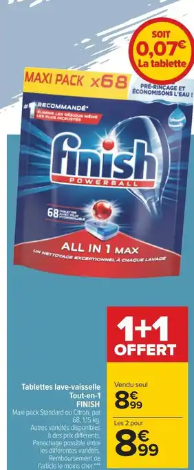 Carrefour Finish tablettes lave-vaisselle tout-en-1 offre