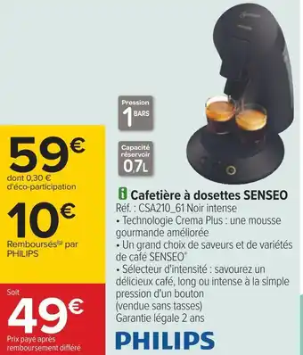 Carrefour Senseo cafetière à dosettes offre
