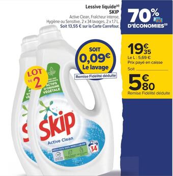 Carrefour Skip lessive liquide offre